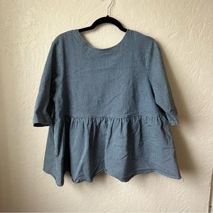 ASOS Peplum Denim Stripped Top